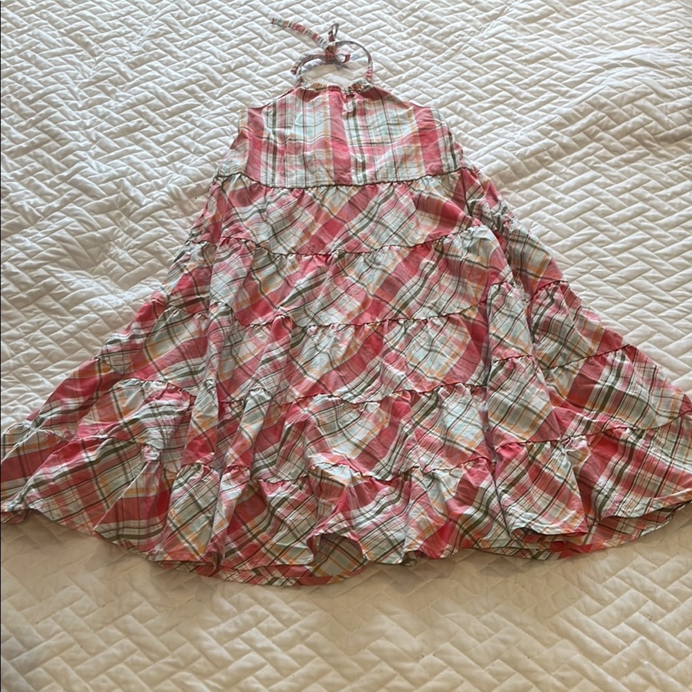 Gymboree Pink and White Plaid Kids Halter Top Dress Girl 10Y
